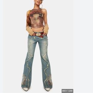 Jaded London Crimson Rose Embroidered Jeans